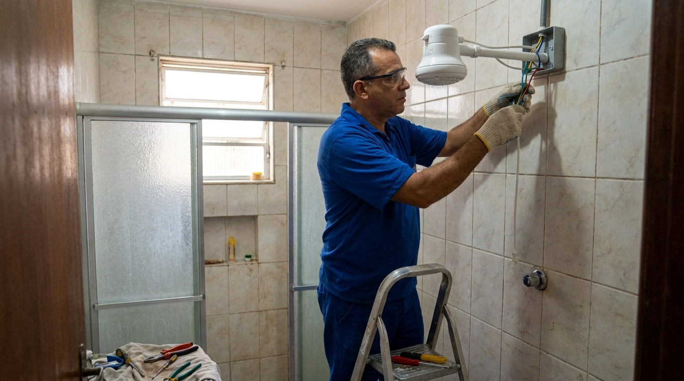 Substituição de Chuveiro Antigo em Vila Velha‑ES